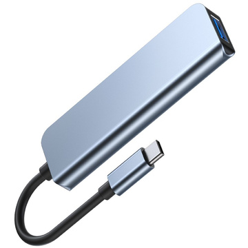 Хаб-адаптер USB V1-HUB 4w1 USB-C сірий