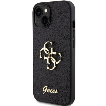 Originálne puzdro GUESS Hardcase GUHCP15SHG4SGK pre iPhone 15 (Fixed Glitter Big 4G / čierne)