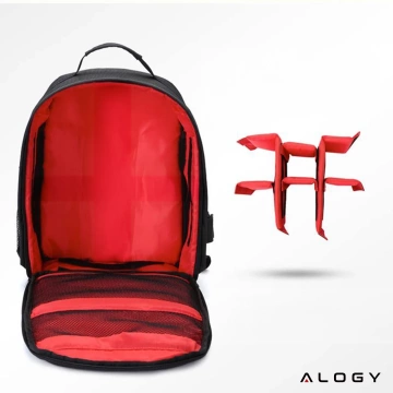 Waterproof backpack Alogy bag for camera photographic equipment and accessories capacious Black and red