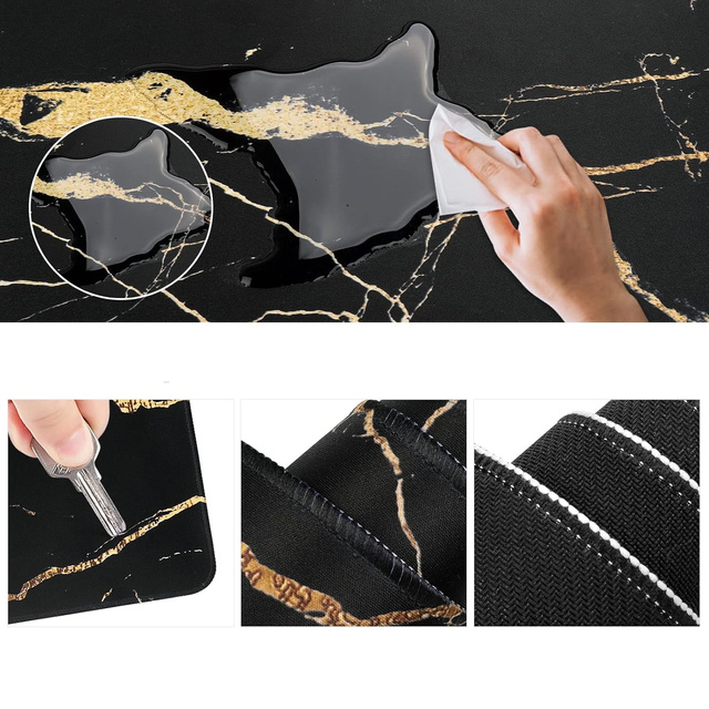 Podložka na stôl pod klávesnicu myši Protišmyková herná ochranná podložka XXL 90x40 Alogy Marble čierna