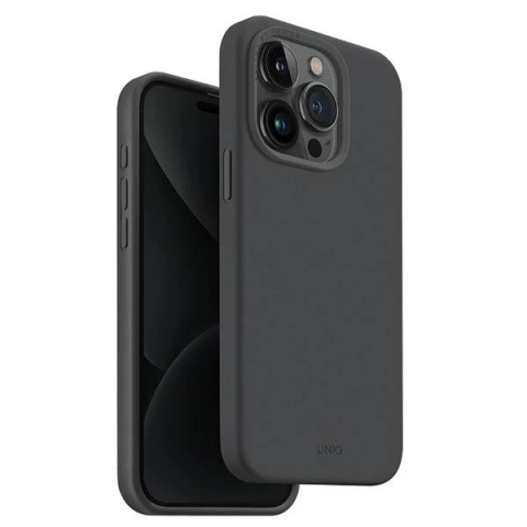 Etui UNIQ Lino Hue do iPhone 15 Pro 6,1" Magclick Charging szary/charcoal gray