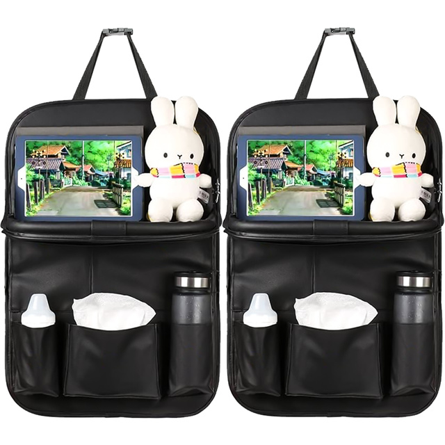 2x Auto Organizer Auto Reisetisch Autositzschutz Rücksitzlehne Sitz Alogy Schwarz