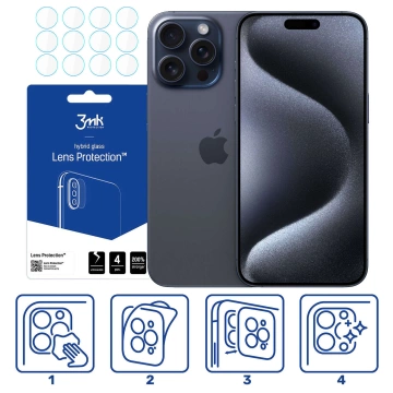 Hybrid Glass for Camera for Apple iPhone 16 Pro Max Lens Cover 3mk Lens Protection Set of 4