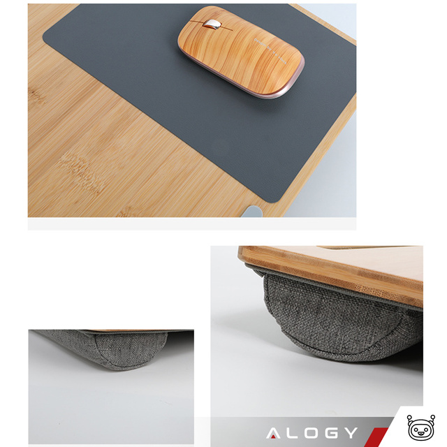 Laptop table stand, phone holder, tablet, Alogy bamboo mouse pad, knee pad for bed