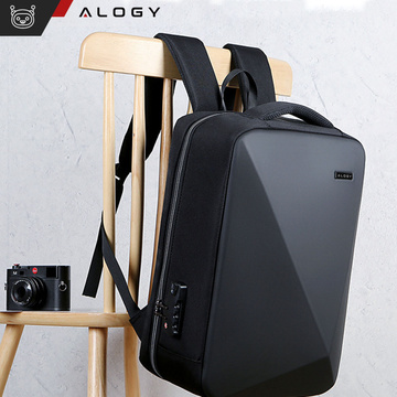 Batoh Alogy Urban Safe proti krádeži pre 15,6" notebook s USB portom veľký vodeodolný Unisex čierny