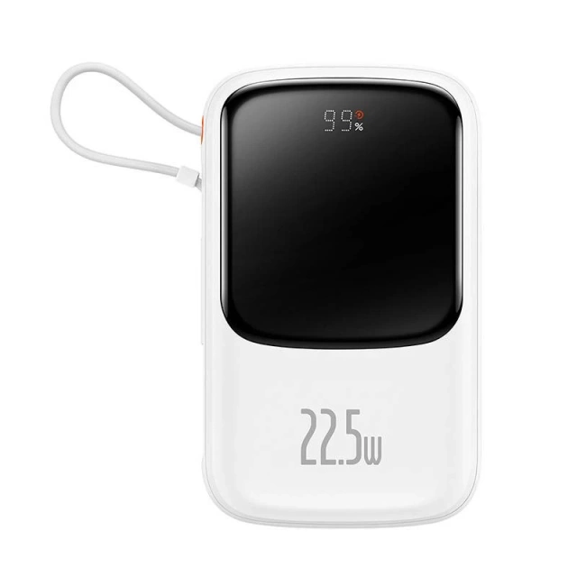 Baseus Qpow Pro Power Bank with USB-C, USB-C, USB, 10000mAh, 22.5W (білий)