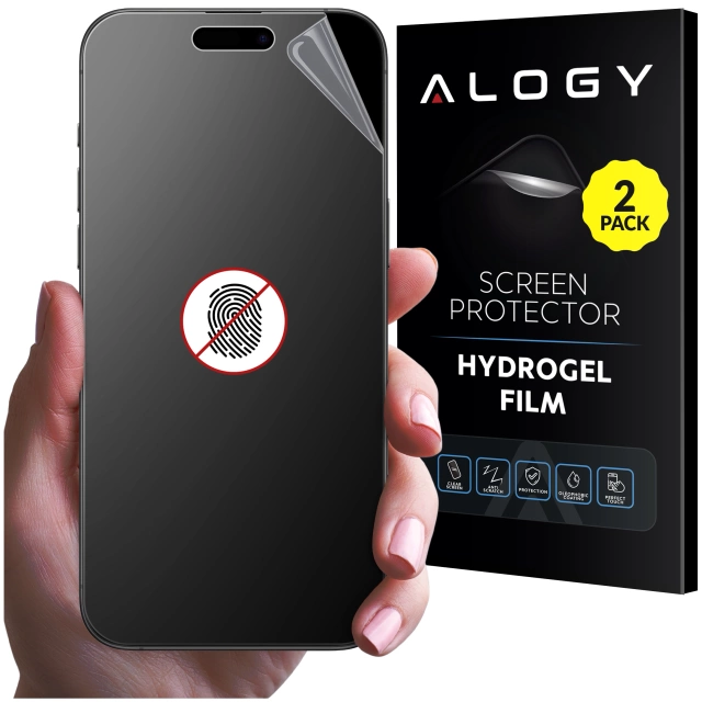 2x "MATTE" fólia pre Apple iPhone 15 Pro Hydrogel Alogy HydroSkin Matte Pro™ obrazovka pre "FIGERPRINT FREE" puzdro