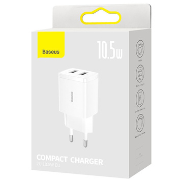 Silná nabíjačka Baseus Compact 2x USB 2.1A 10.5W biela