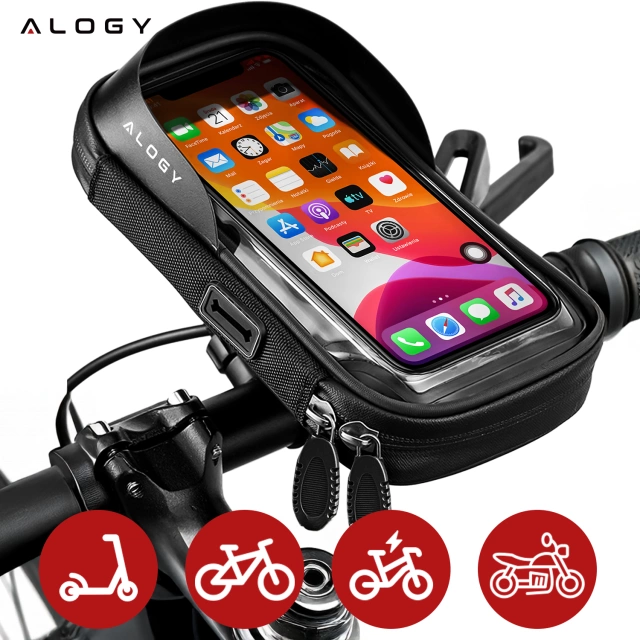 Case Bag Waterproof Bicycle Bike Bag for Phone 6.4 inch Handlebar Holder 0.5L Alogy Black
