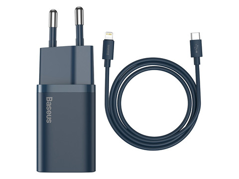 Baseus PD 20W wall charger USB-C Type C to Lightning Blue cable