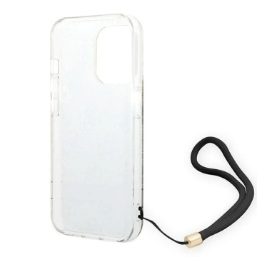 Guess GUOHCP14LH4STW Hülle für Apple iPhone 14 Pro 6.1" Braun/Braun Hardcase 4G Print Strap