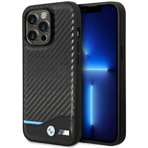 Pouzdro na telefon BMW BMHMP14L22NBCK pro Apple iPhone 14 Pro 6,1" černo/černé Carbon MagSafe