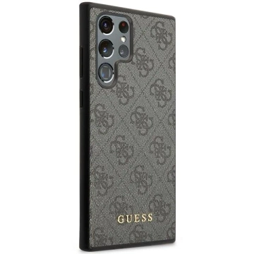 Etui Guess GUHCS23LG4GFGR для Samsung Galaxy S23 Ultra S918 чорний/сірий жорсткий чохол 4G Метал Золотий логотип