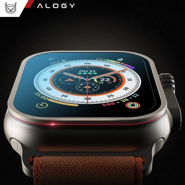 2x Tempered Glass Frame for Apple Watch Ultra / Ultra 2 49mm for Alogy Screen Protector 9H Titanium