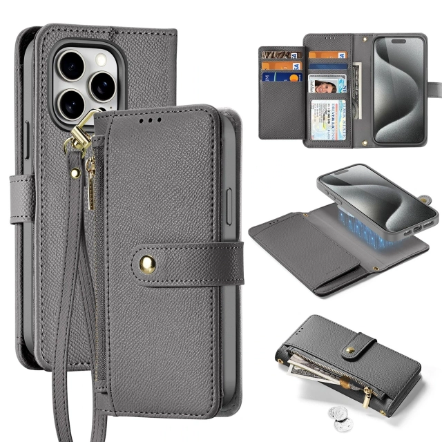 Dux Ducis Lawa Leather Case for iPhone 15 Pro Max with MagSafe - Gray