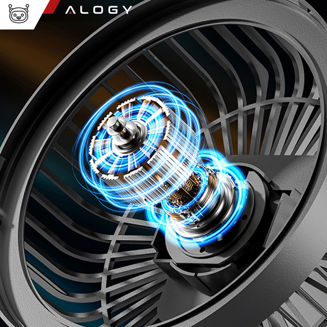Wiatrak wentylator biurkowy z lampką LED 2w1 Alogy przenośny wiszący stojący Bezprzewodowy Hanging Outdoor Mini Fan uchwyt na haczyk Czarny