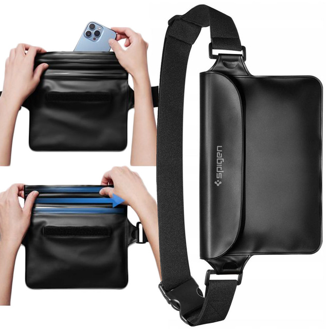 Vodotesné puzdro Spigen A621 IPX8 na telefón univerzálne vodotesné puzdro na pás Black