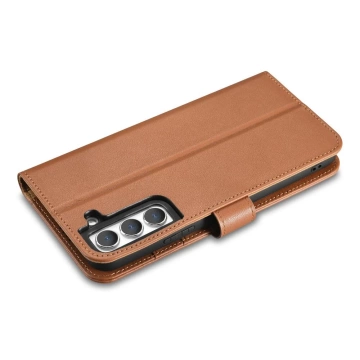 iCarer Haitang Leather Wallet Case Leather Case for Samsung Galaxy S22 (S22 Plus) Wallet Case Cover Brown (AKSM05BN)