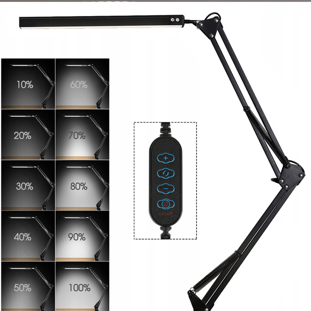 Настільна світлодіодна лампа Alogy Dreslarska USB з регульованим довгим кронштейном для стільниці Чорна