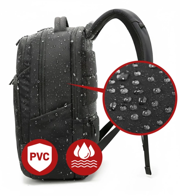 Vodotesný batoh Bange 23L na 16,4" notebook – priestranný a pohodlný, odolný a priedušný, do mesta aj na cesty, do práce aj do lietadla, unisex – čierny