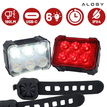 Велосипедний ліхтарик Alogy SafeRide™ LED, водонепроникний, передній та задній, 2 шт.