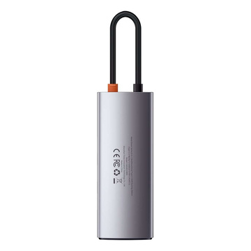 Концентратор 5w1 Baseus Metal Gleam Series, USB-C до 3x USB 3.0 HDMI USB-C PD