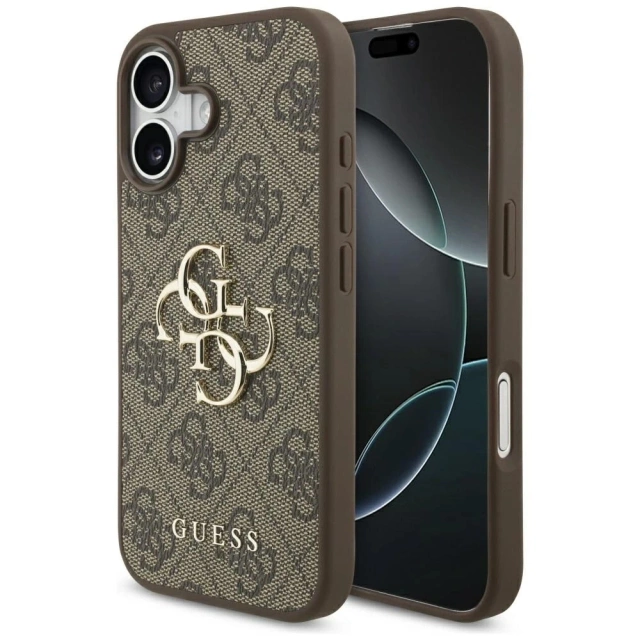 Etui Guess Hardcase 4G Big Metal Logo do iPhone 17, brązowe
