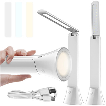 2v1 LED stolní noční lampa Svítilna Bezdrátová dotyková lampa 3 režimy Nastavení světla Alogická bílá