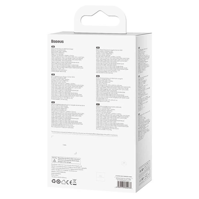 Nástenná nabíjačka / predlžovací kábel Baseus GaN3 Pro 2x USB 2xUSB-C AC, 100W (čierna)