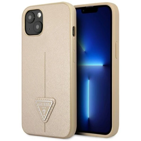Etui Guess GUHCP13SPSATLE do Apple iPhone 13 Mini 5,4" beżowy/beige hardcase SaffianoTriangle Logo