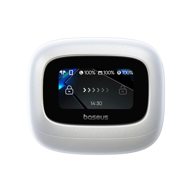 Słuchawki Baseus Bowie M2s Ultra TWS z ekranem LCD – białe