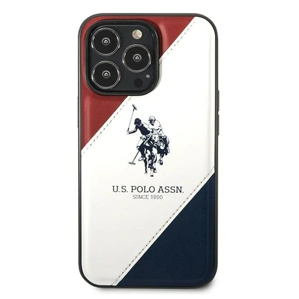 Триколірний чохол для телефону US Polo для iPhone 14 Pro 6,1 дюйма білий/білий