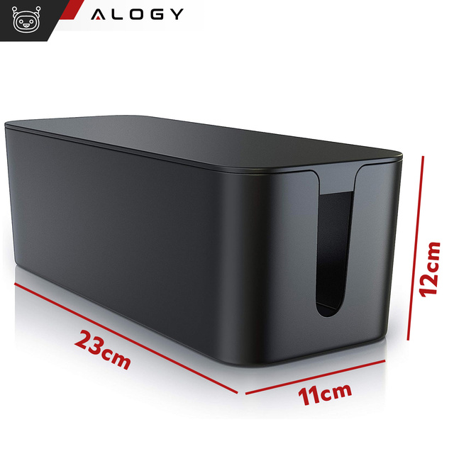 Cable organizer desk floor container box for cables slats Alogy Box S 23cm Black