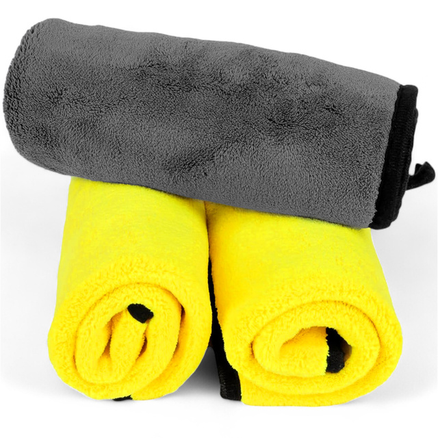 3x Obojstranná utierka do auta 30x60 cm velur Mikrovlákno na umývanie a sušenie auta Alogy Car Detailing handrička