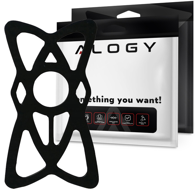 Safety strap Alogy TPU rubber rubber band protecting the phone 4.7"-6.7" for bicycle holder universal Black