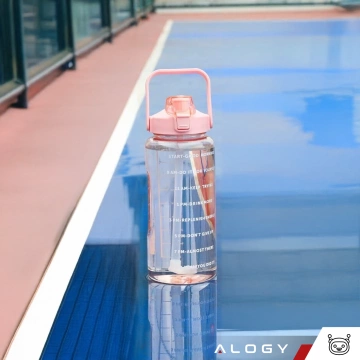 Veľká fľaša, fľaša na pitie Alogy MotivHydro Motivačná odmerka 2l 2000ml Ružová