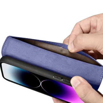 Peňaženka iCarer 2v1 kryt iPhone 14 Pro Max kožený flipový kryt Anti-RFID svetlofialový (WMI14220728-LP)