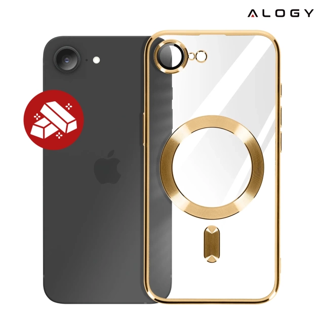Etui do Apple iPhone 16e Alogy LuxeShield™️ Glamour Luxury Ring obudowa do MagSafe z osłoną aparatów Złote