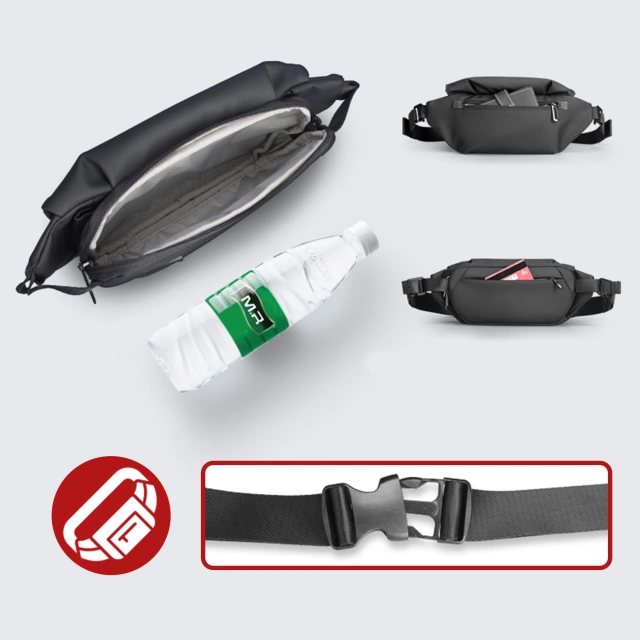 Mark Ryden Backpack with Detachable Waist Bag 2 in 1, Hand Luggage, Free, Waterproof 18L, with 15.6" Laptop Pocket, Waist Bag, City, Travel 40x30x14 cm - Black