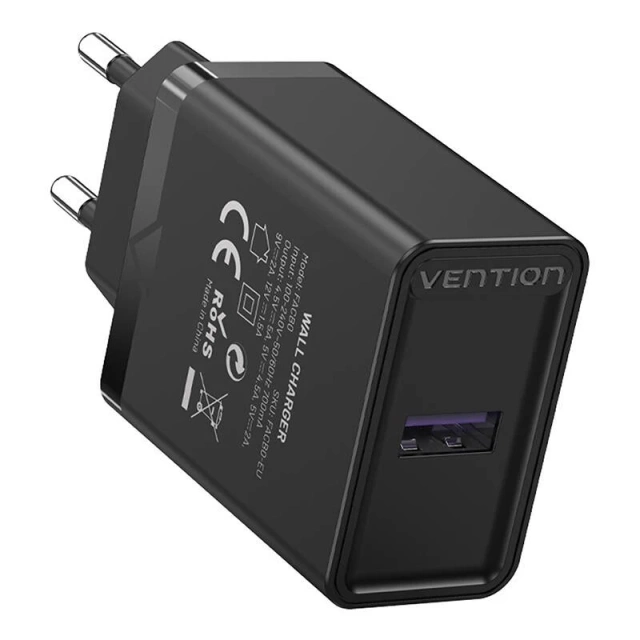 Nabíjačka do siete Vention FACB0-EU USB 22,5 W QC 3.0, čierna
