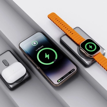 Powerbank Dudao K29 10000mAh 20W MagSafe Kable Podstawka Srebrny