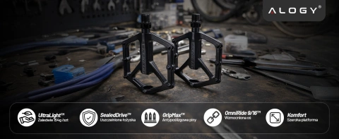 Plattform-Fahrradpedale für MTB-Fahrräder, Aluminium 9/16" Schwarzes Aluminium-Set [2 Stk.]