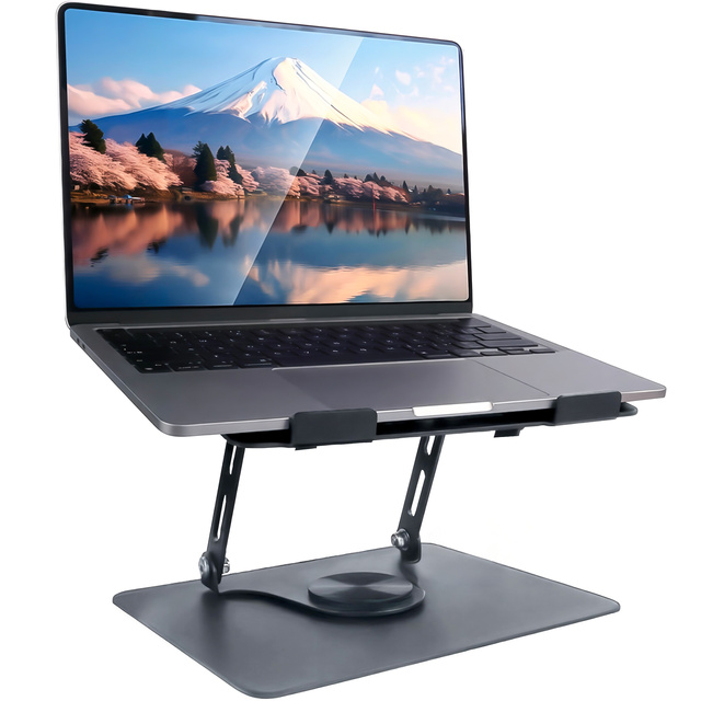 Stojanový stojan na laptop stolík 17,3" nastaviteľný 360 chladiaci skladací hliník 25 x 21,7 cm Alogy Graphite