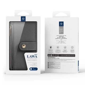 iPhone 15 Pro Dux Ducis Lawa Wallet Mag Lederhülle Grau