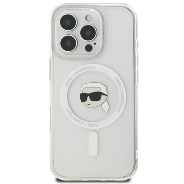 Puzdro Karl Lagerfeld pre iPhone 16 Pro Max 6,9" biele pevné puzdro MagSafe IML Metal Karl Head