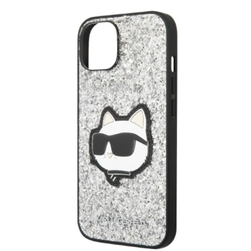 Karl Lagerfeld KLHCP14MG2CPS ochranný obal na telefon pro Apple iPhone 14 Plus 6,7" stříbrný/stříbrný pevný obal Glitter Choupette Patch