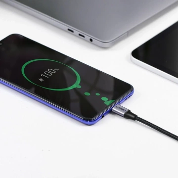 Uzelený uhlový kábel USB typu C – napájanie USB typu C 60 W 20 V 3 A 1 m čierny/sivý (US255 50123)