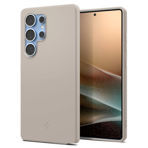 Silikonový pouzdro Spigen pro Samsung Galaxy S25 Ultra, přírodní titanium, s magnetem MagSafe.
