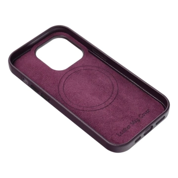 Чохол Leather Mag Cover сумісний з MagSafe для Apple iPhone 15 Plus темно-фіолетовий