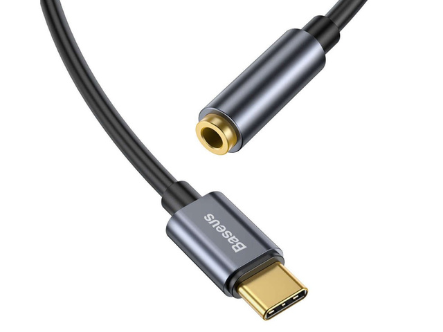 Adaptér Baseus L54 USB-C typu C na mini jack 3,5 mm audio čierny